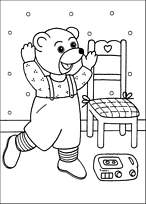coloriage petit ours brun ecoute de la musique